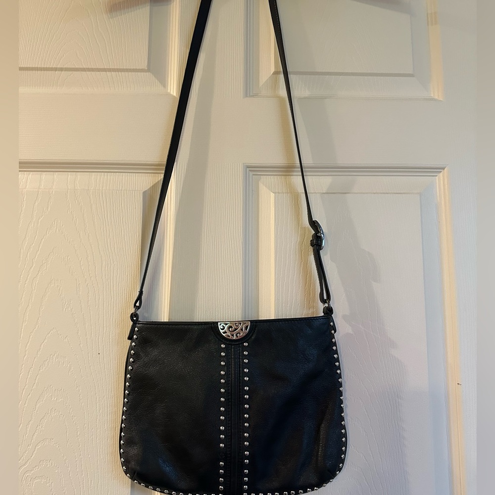 Brighton Jett Pretty Tough Black Leather Crossbody Bag